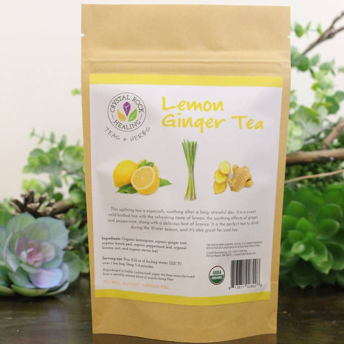 Lemon Ginger Tea | Organic | 20 Tea Bags | Root + Mei