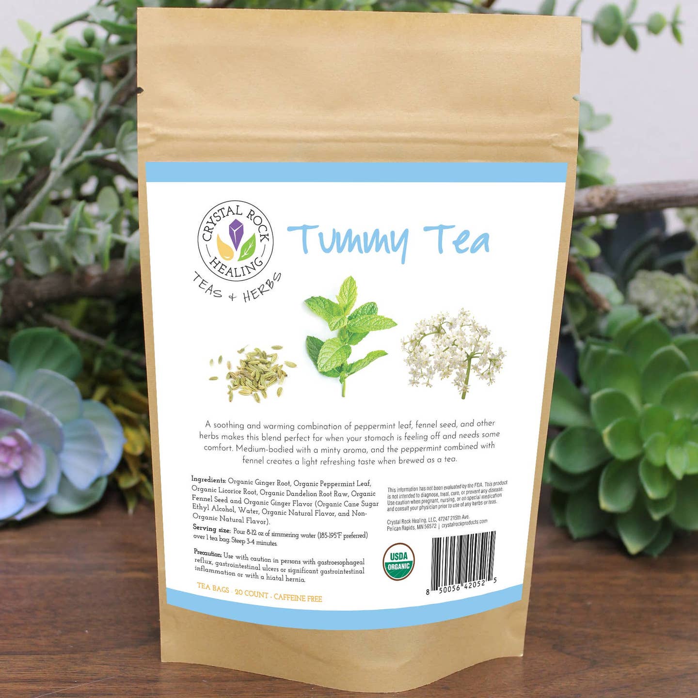 Organic Herbal Tummy Tea | 20 Tea Bags | Root + Mei
