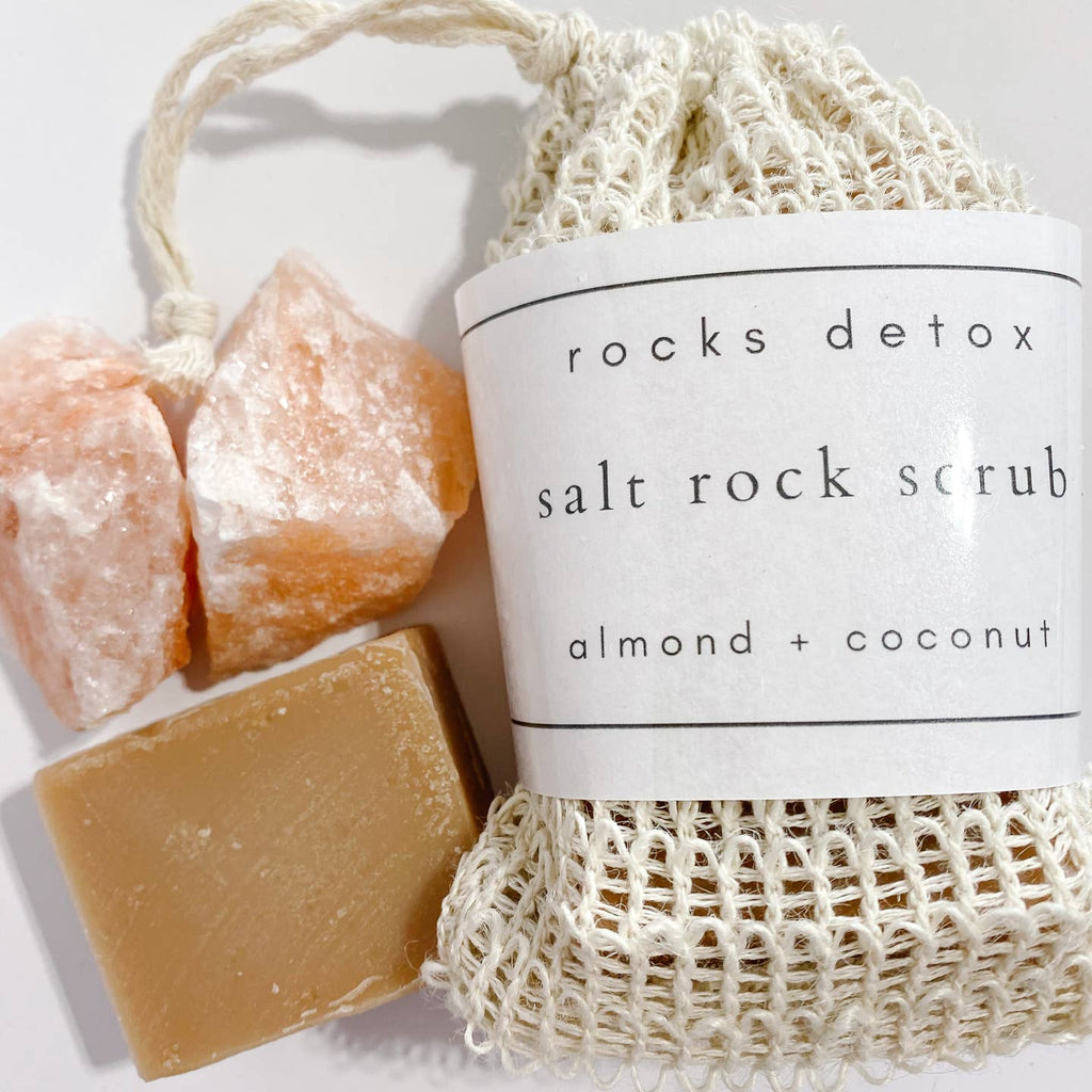 Exfoliating + Body  | Pink Himalayan Salt Rock | Almond + Coconut Soap| Root + Mei