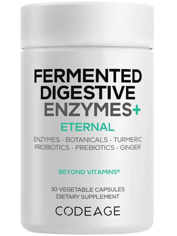 Codeage Fermented Digestive Enzymes | Gut Health + Botanicles| 30 Capsules