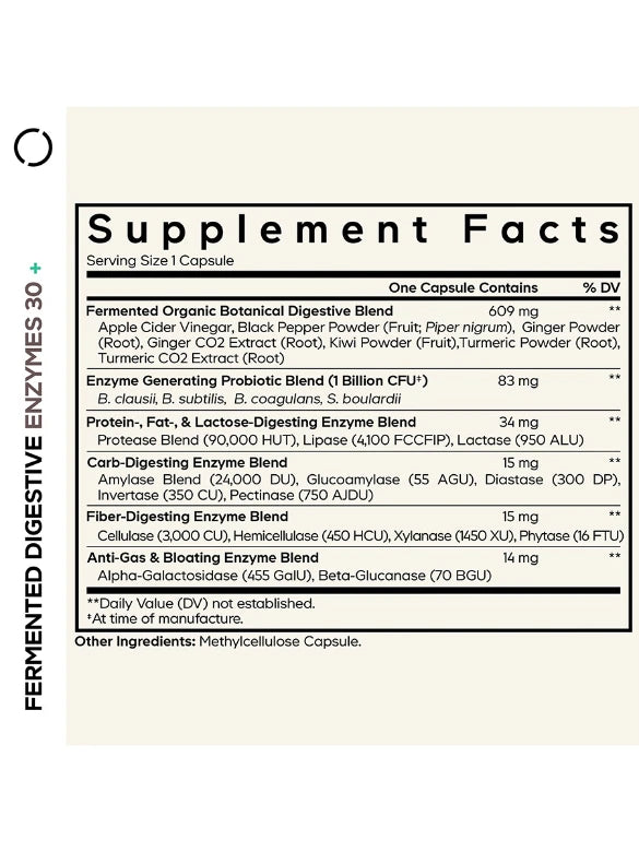 Codeage Fermented Digestive Enzymes | Gut Health + Botanicles| 30 Capsules