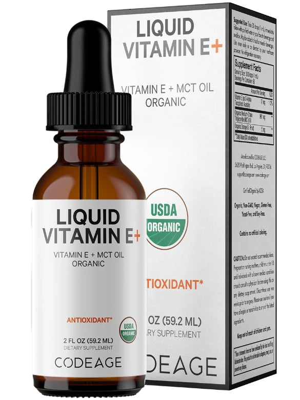 Codeage Liquid Vitamin E + Premium | MCT Oil, Orange Oil Fruit| | Root + Mei | 2 month supply