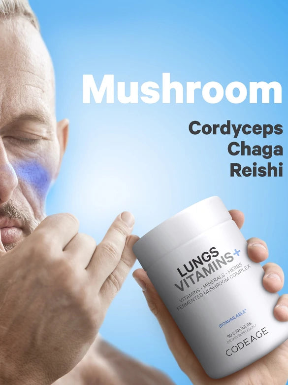 Lungs+Vitamins | Minerals| Mushroom| Herbals | Codeage at Root + Mei |90 Caps