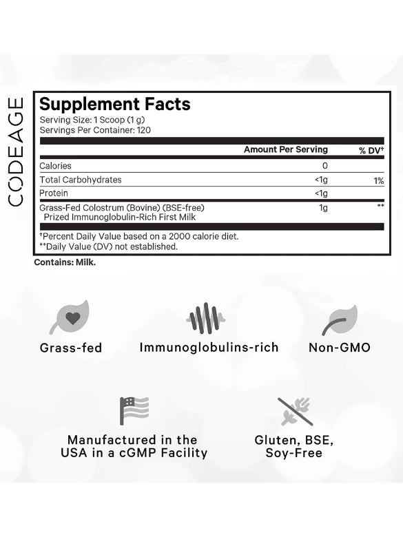 Colostrum | Unflavored | 4 Month Supply | Codeage at Root + Mei