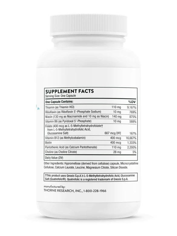 Thorne Basic B Complex | All Eight B Vitamins+ Choline Easy Absorb ...