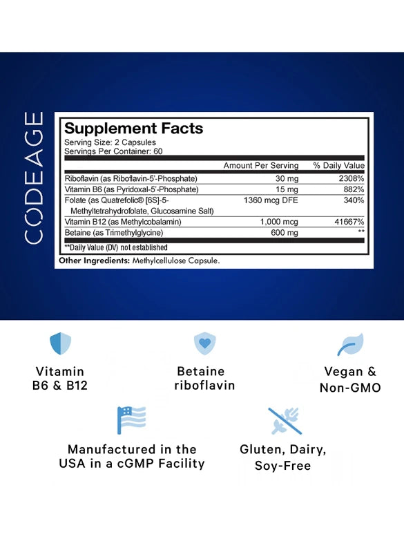 Codeage Advanced Methylfolate B Complex + |Root+Mei  Qty: 120 Capsules