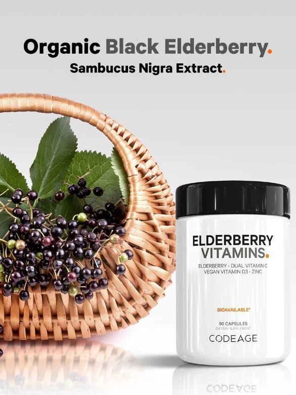 Codeage Elderberry Immune Complex | With Vitamin C, D3 and Zinc-bc  | Immunity + Health | 90 Capsules