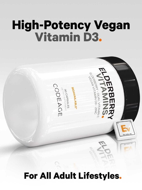 Codeage Elderberry Immune Complex | With Vitamin C, D3 and Zinc-bc  | Immunity + Health | 90 Capsules